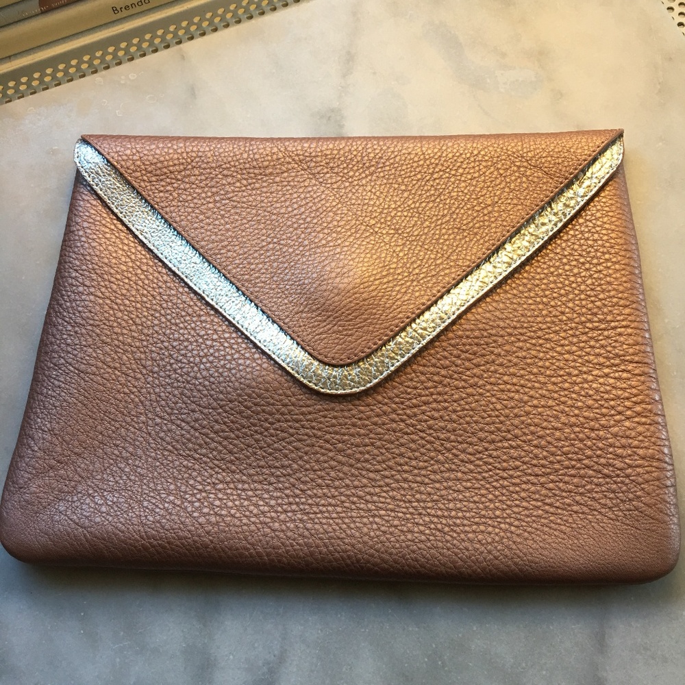 Bill Blass Envelope Clutch Bag Bronze/Silver